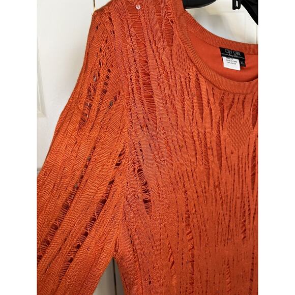 City Girl Nancy Bolen Womens L/XL Orange with Sequins Sweater Tunic - Picture 6 of 12